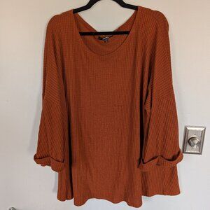 Burnt Orange Waffle Knit Blouse  3XL